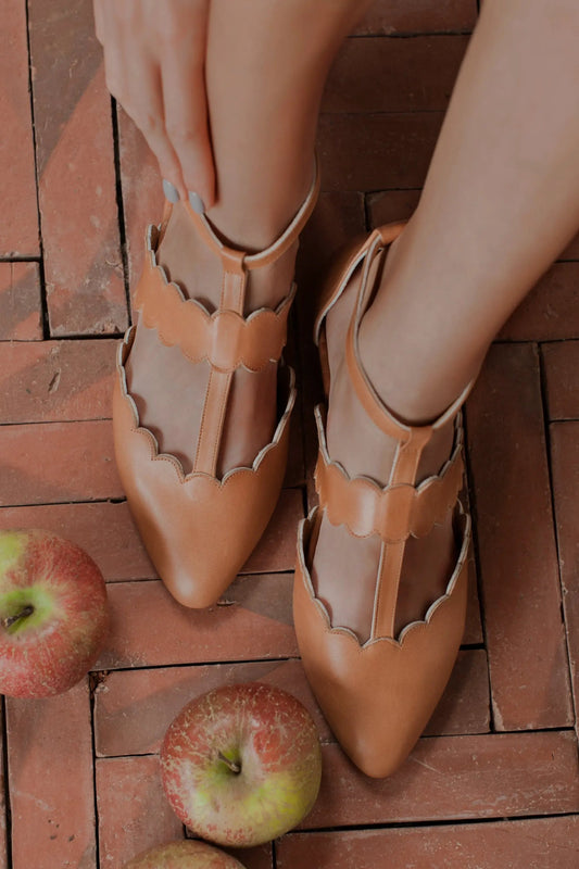Gardenia Scalloped Pointed Toe Flats by ELF
