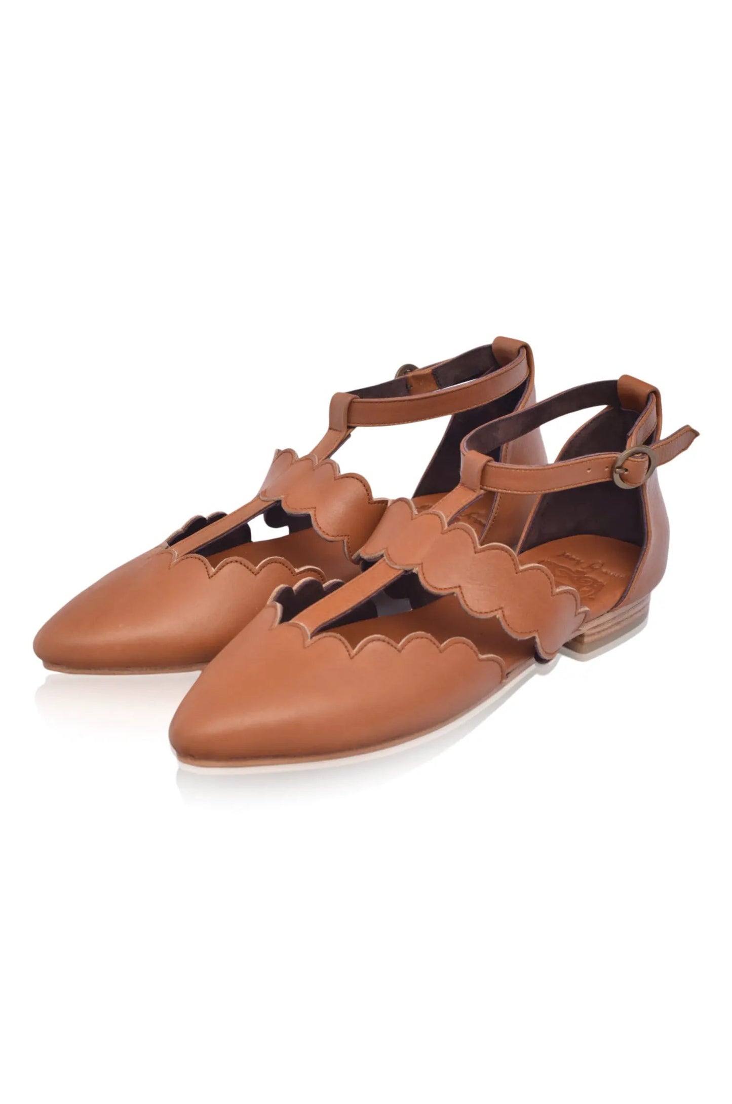 Gardenia Scalloped Pointed Toe Flats by ELF