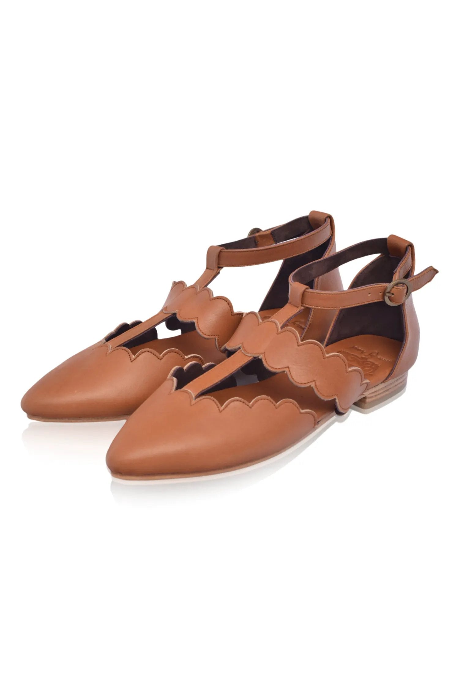 Gardenia Scalloped Pointed Toe Flats by ELF