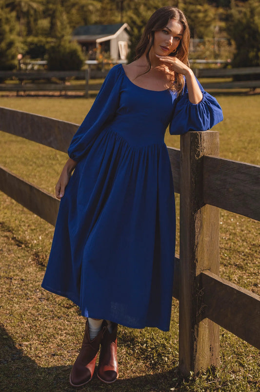 Genevieve Puff Sleeve Midi Dress by ELF