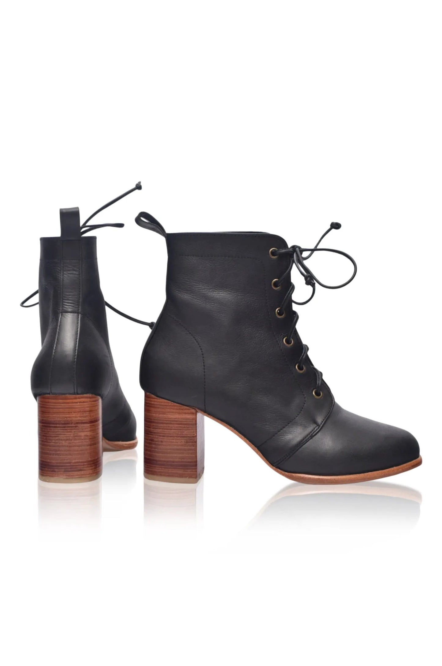 Giselle Lace-Up Leather Heel Booties by ELF