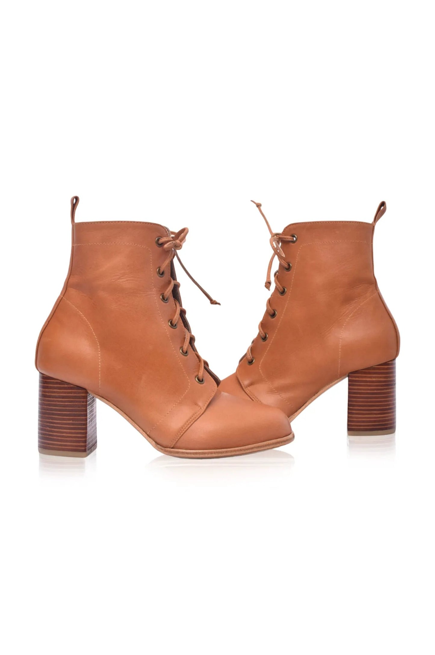 Giselle Lace-Up Leather Heel Booties by ELF