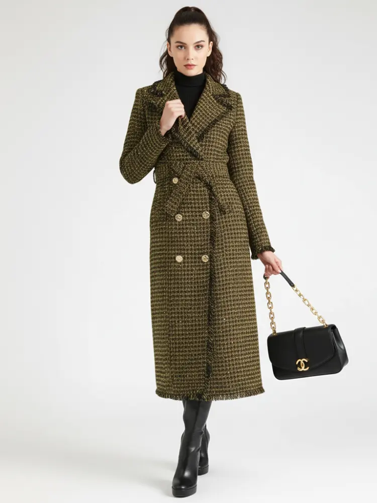 Golden Plaid Trench Coat, Upper East Side | Women - BYMANYC ® New York by BYMANYC ® New York