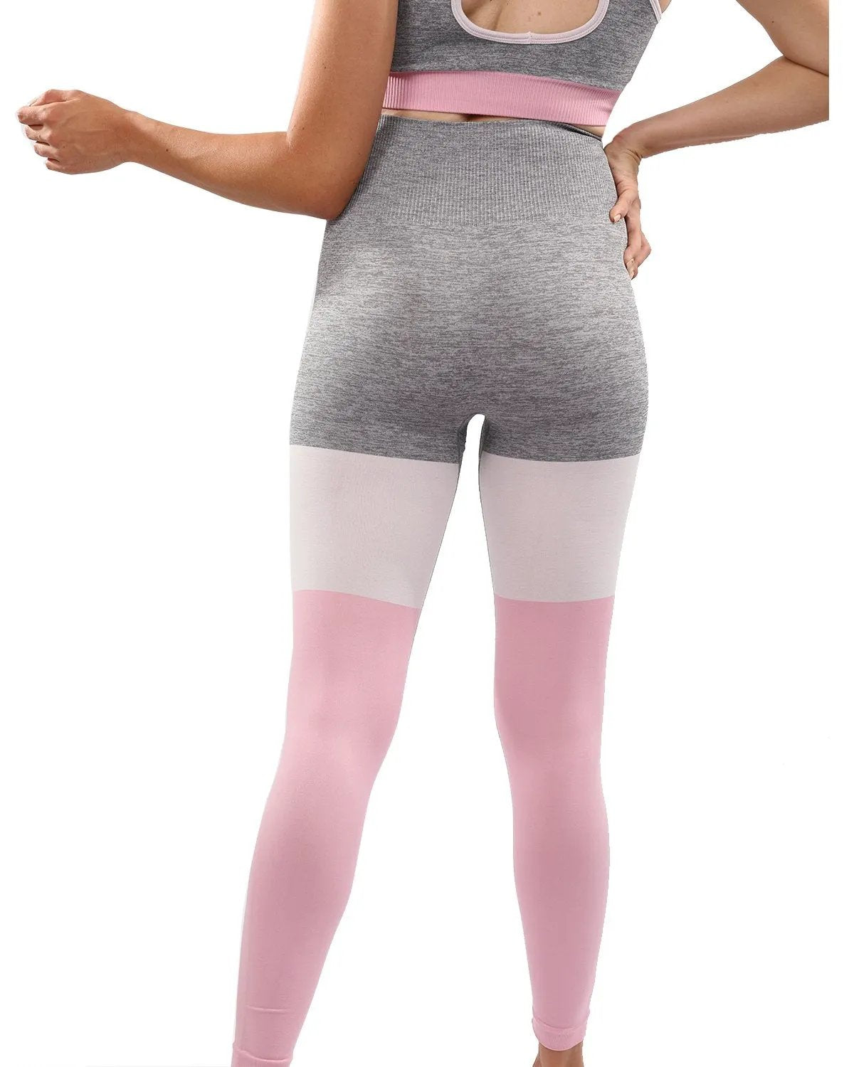 Graca Seamless Leggings - Grey With Pink & White by Savoy Active