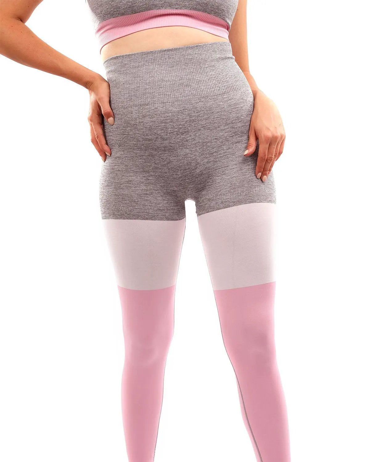 Graca Seamless Leggings - Grey With Pink & White by Savoy Active