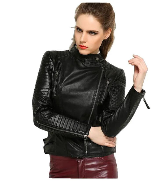 Grandeur 100% Real Sheepskin Coat Female Genuine Leather Jacket by Inland Leather Co.