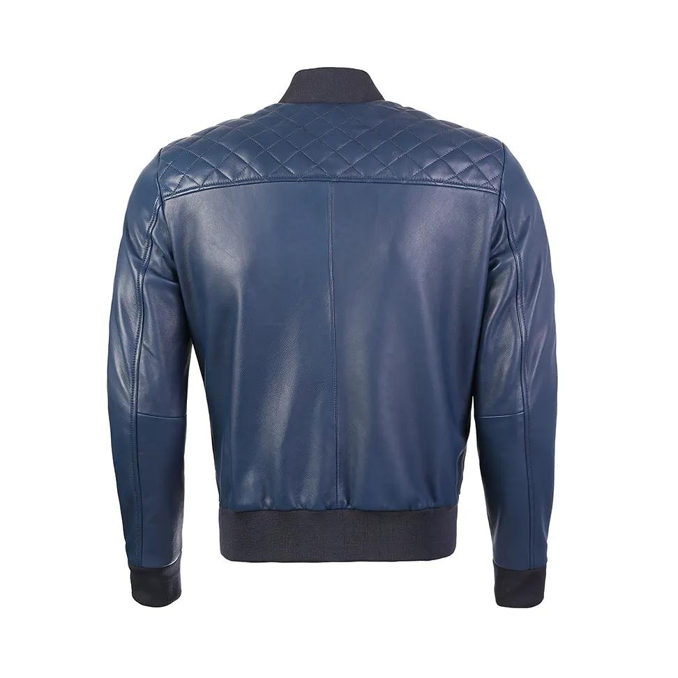 Greer Men's Wax Finish Sheepskin Leather Bomber Jacket by Inland Leather Co.