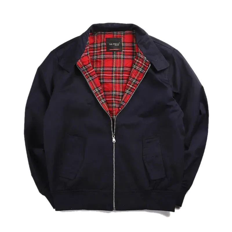 Men jacket autumn thin EU size vintage classic bomber coat inner plaid jacket by Vimost Shop
