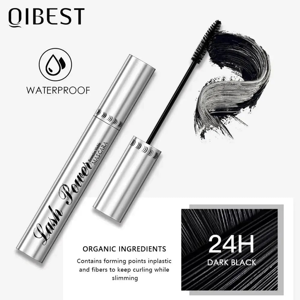 QIBEST Black Mascara Eyelashes Mascara 4D Silky Eyelashes Lengthening Eyelashes Makeup Waterproof Mascara Volume Eye Cosmetics by QiBest Official Store