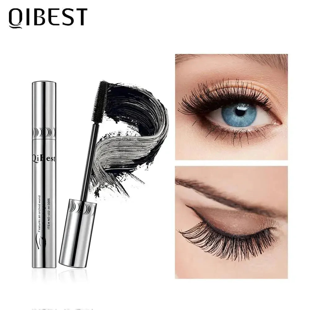 QIBEST Black Mascara Eyelashes Mascara 4D Silky Eyelashes Lengthening Eyelashes Makeup Waterproof Mascara Volume Eye Cosmetics by QiBest Official Store