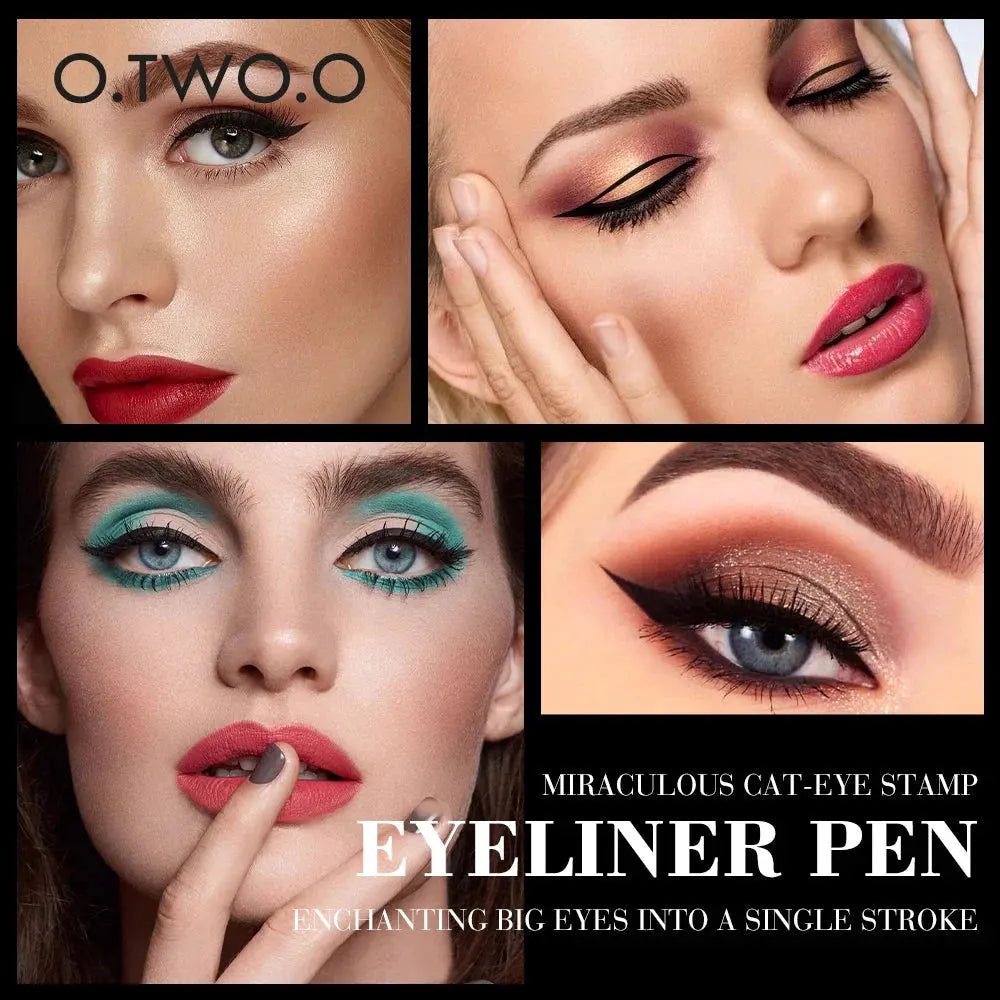 O.TWO.O Eyeliner Stamp Black Liquid Eyeliner Pen Waterproof Fast Dry Double-ended Eye Liner Pencil Make-up for Women Cosmetics by O.TWO.O Official Store