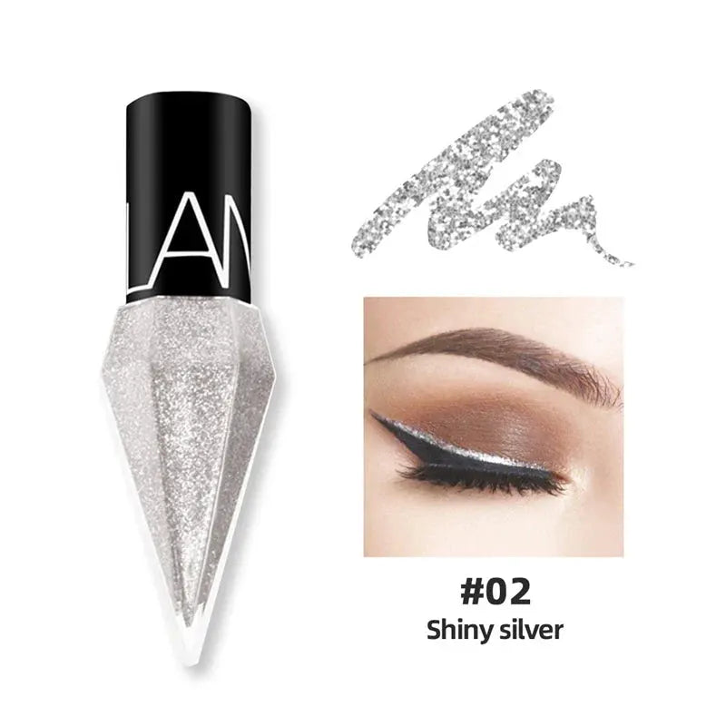 New Professional Shiny Eye Liners Cosmetics for Women Pigment Silver Rose Gold Color Liquid Glitter Eyeliner Cheap Makeup by KEMZLA Store