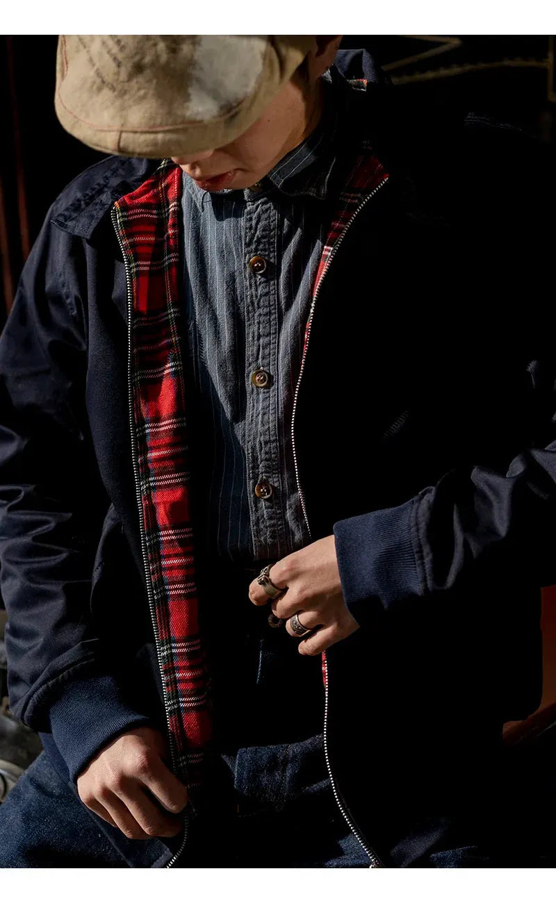 Men jacket autumn thin EU size vintage classic bomber coat inner plaid jacket by Vimost Shop