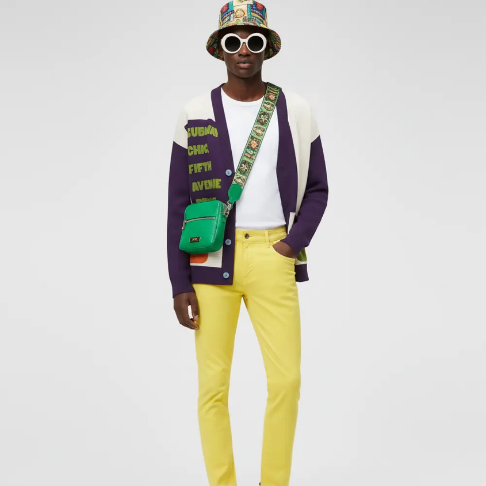Cardigan Cashmere Color Block Patchwork Long Sleeve Off White by BYMANYC ® New York