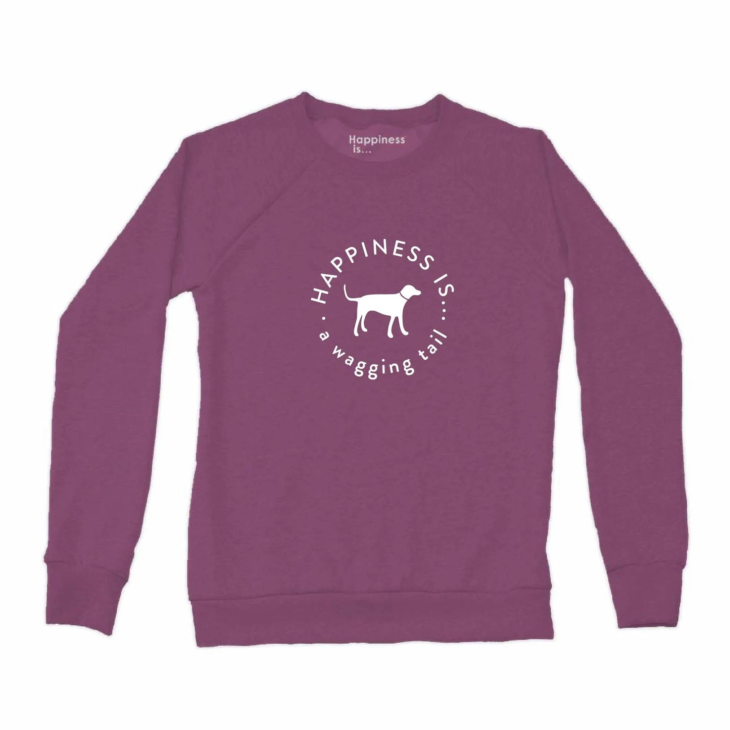 Women's Wagging Tail Crew Sweatshirt, Plum by Pets Collection