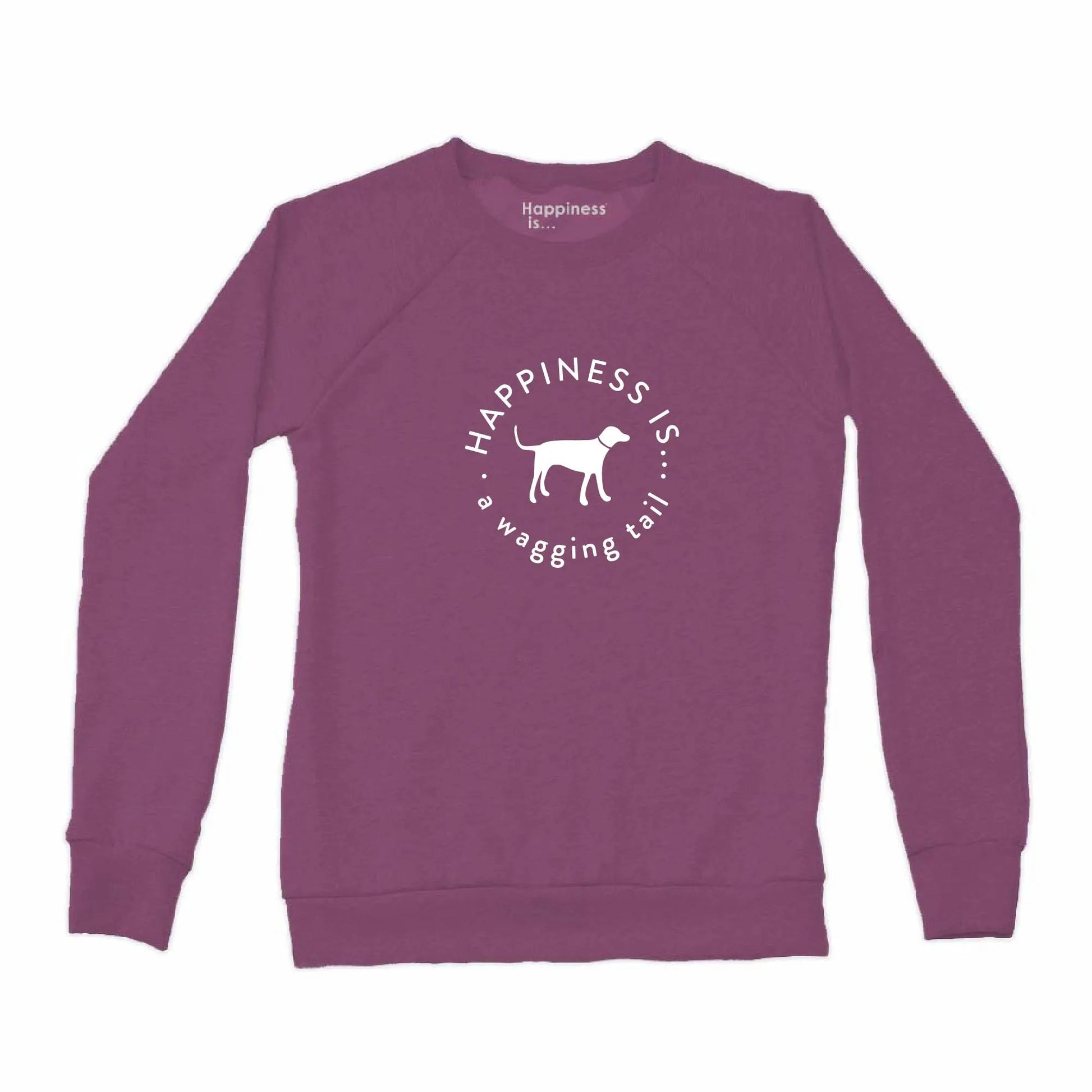 Women's Wagging Tail Crew Sweatshirt, Plum by Pets Collection