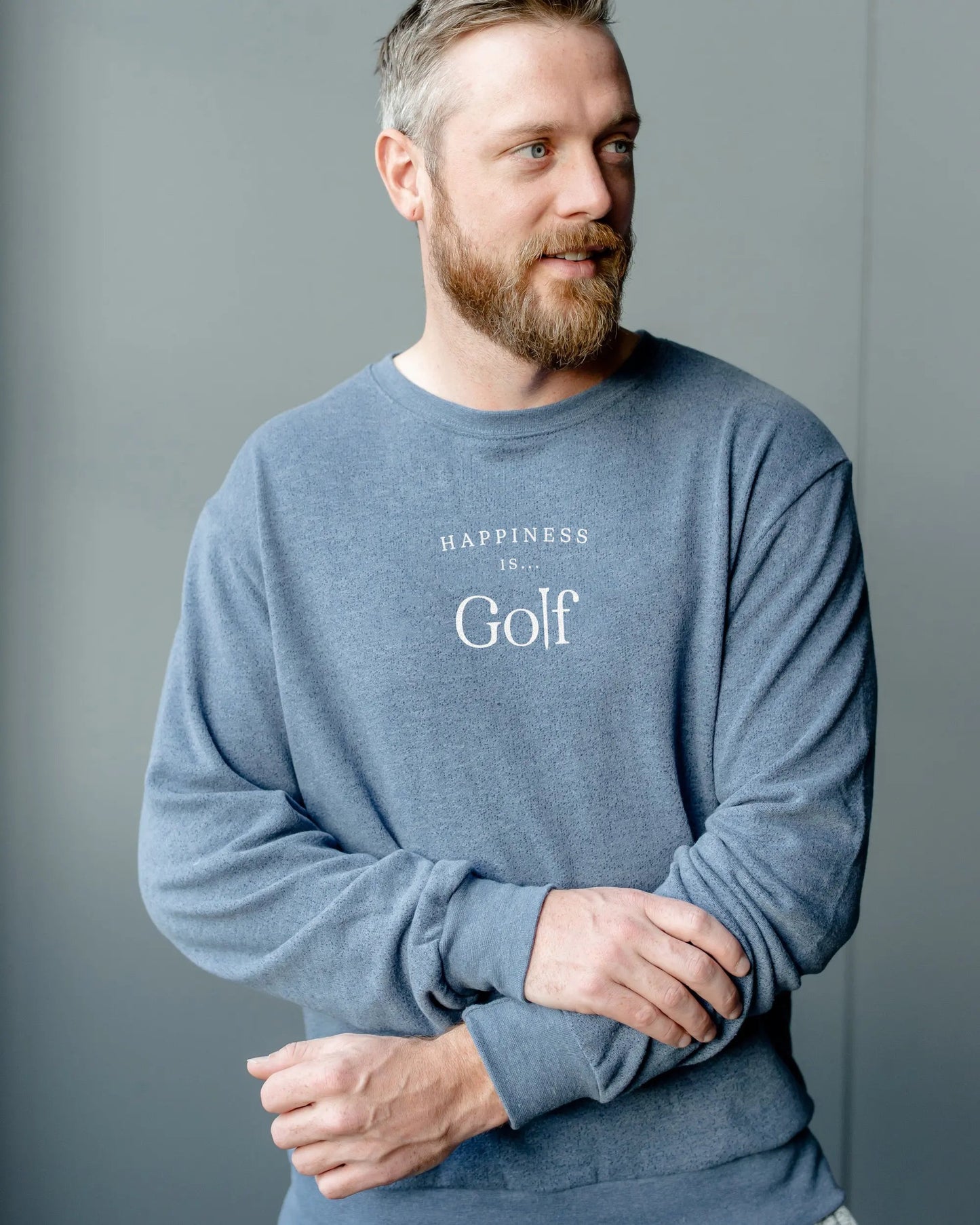 Men's Golf Crew Sweatshirt, Heather Navy by Golf Collection