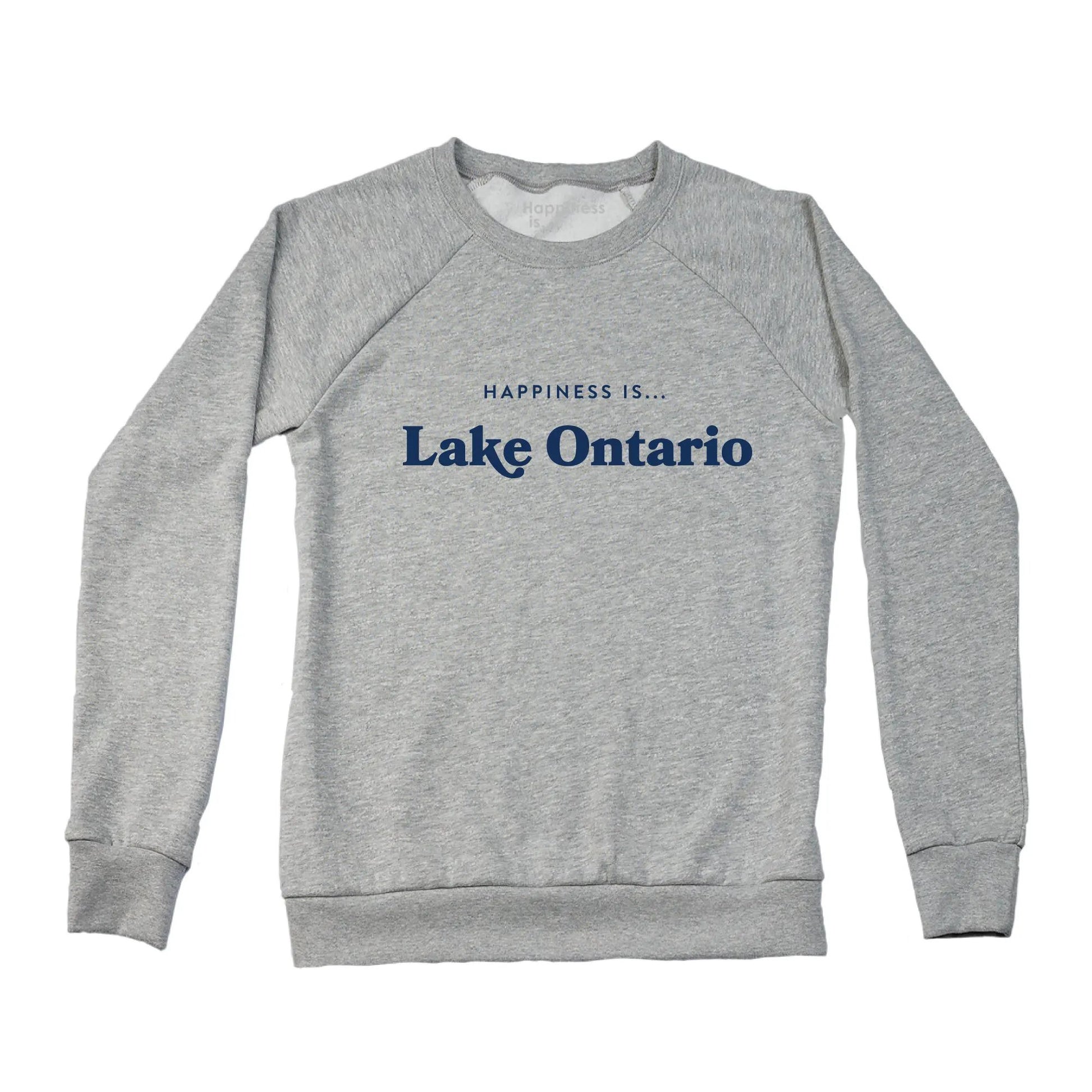 Women's Lake Ontario Crew Sweatshirt, Heather Grey with Blue by Canada Collection