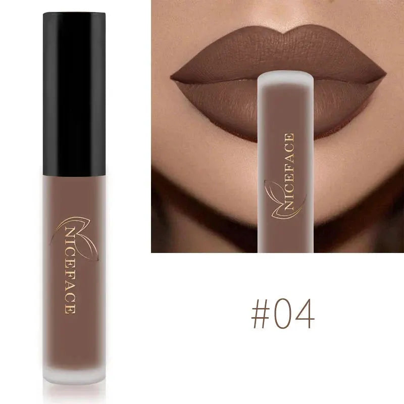 NICEFACE Matte Liquid Lipstick Waterproof Long Lasting Lip Gloss Tint Sexy Red Nude Purple Metallic Lipsticks Makeup Cosmetics by QiBest Professional Makeup Store