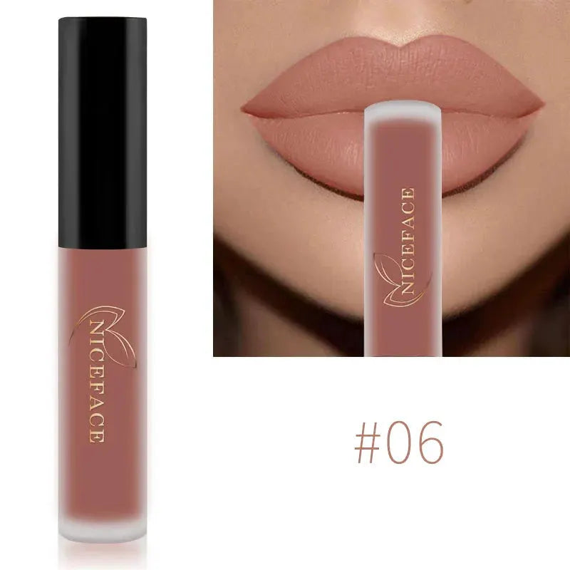 NICEFACE Matte Liquid Lipstick Waterproof Long Lasting Lip Gloss Tint Sexy Red Nude Purple Metallic Lipsticks Makeup Cosmetics by QiBest Professional Makeup Store