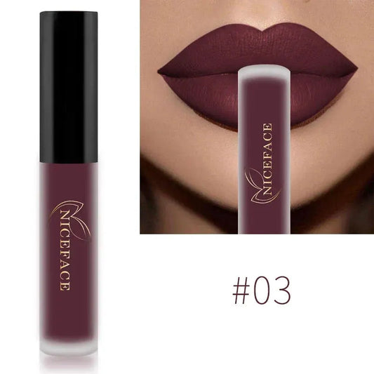 NICEFACE Matte Liquid Lipstick Waterproof Long Lasting Lip Gloss Tint Sexy Red Nude Purple Metallic Lipsticks Makeup Cosmetics by QiBest Professional Makeup Store