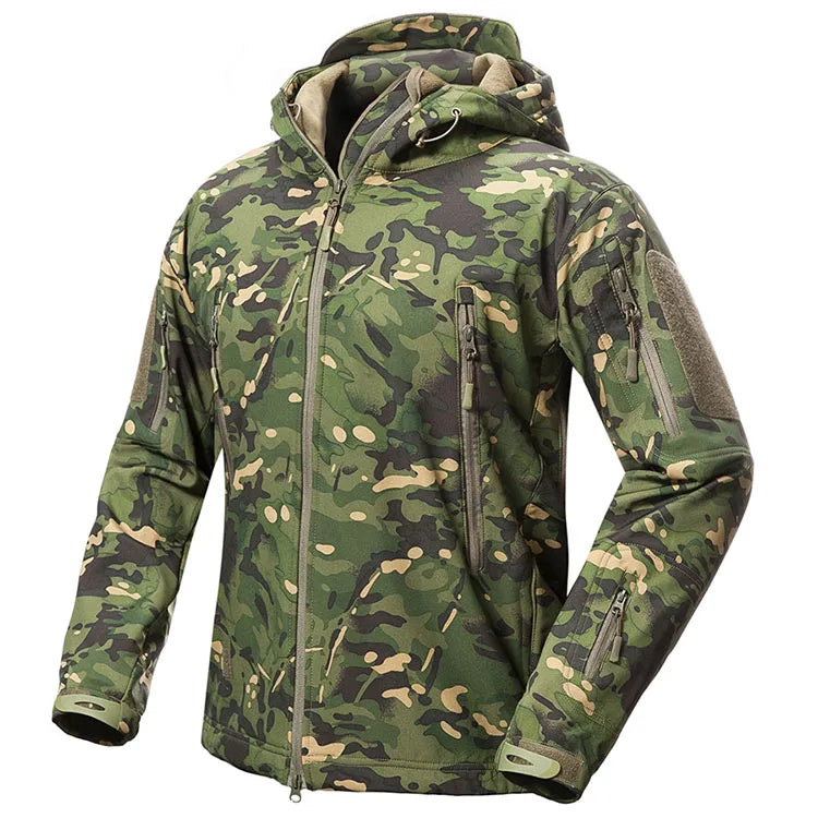 Men's Soft Shell Camouflage Tactical Jacket Men Waterproof Fleece Lined Coat Hooded Outdoor Hiking Hunting Clothes-5