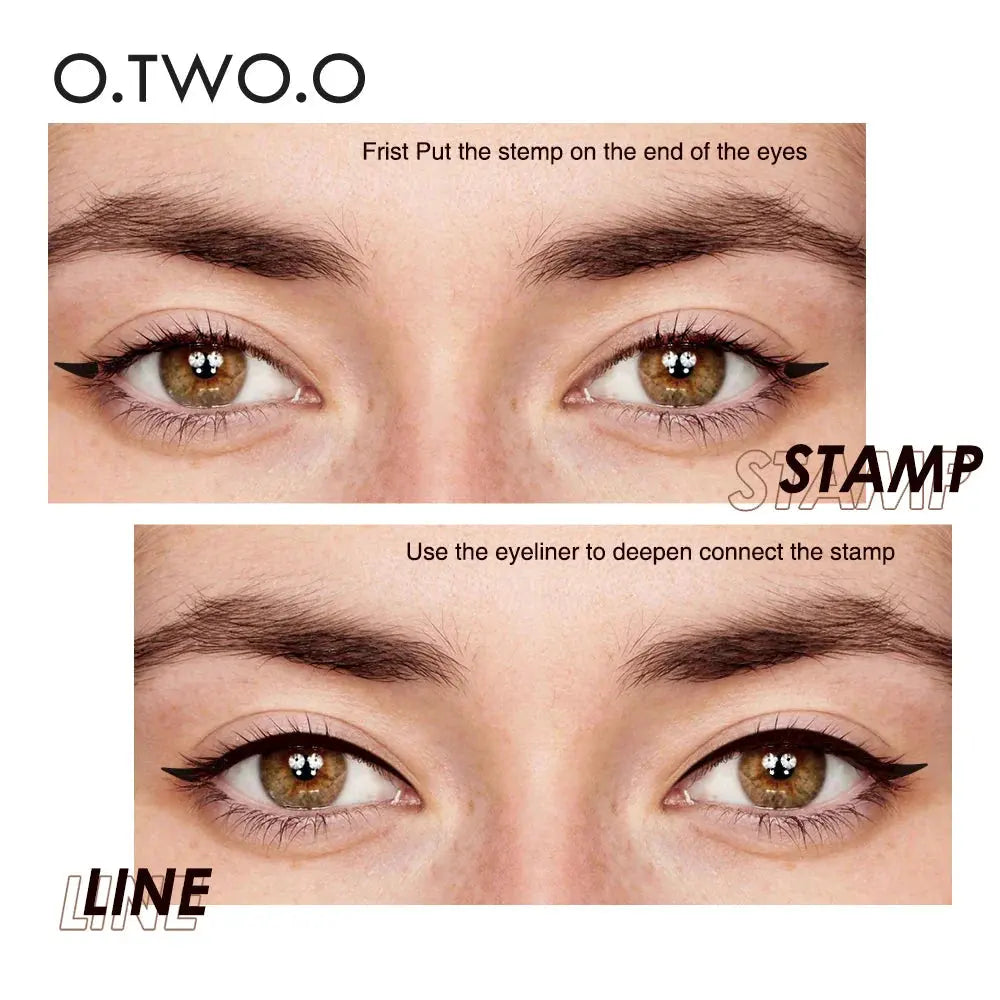 O.TWO.O Eyeliner Stamp Black Liquid Eyeliner Pen Waterproof Fast Dry Double-ended Eye Liner Pencil Make-up for Women Cosmetics by O.TWO.O Official Store