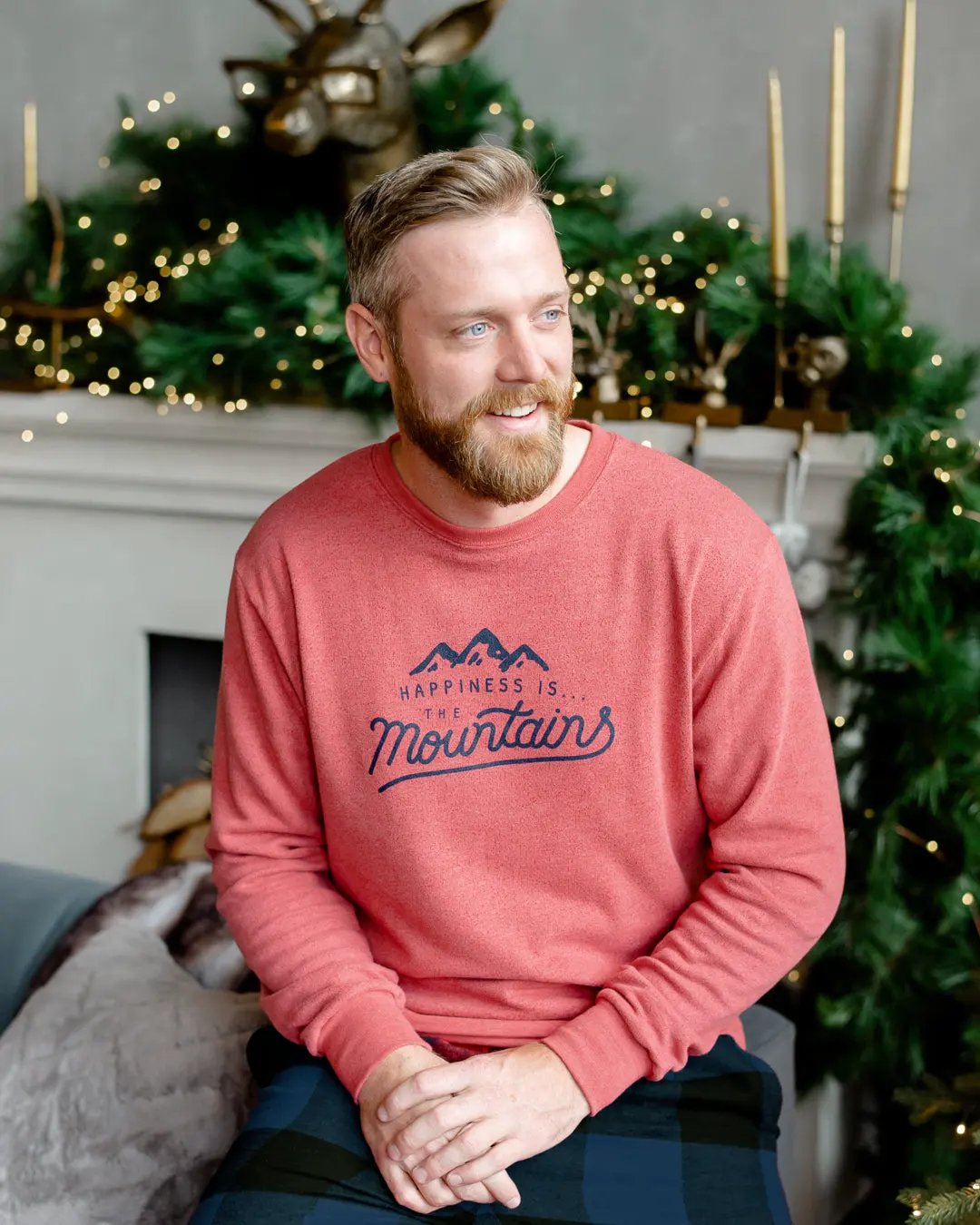 Men's Mountains Crew Sweatshirt, Chili by Mountain Collection