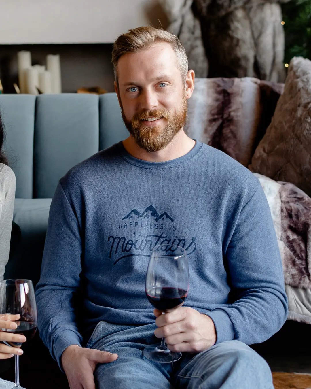 Men's Mountains Crew Sweatshirt, Heather Navy by Mountain Collection