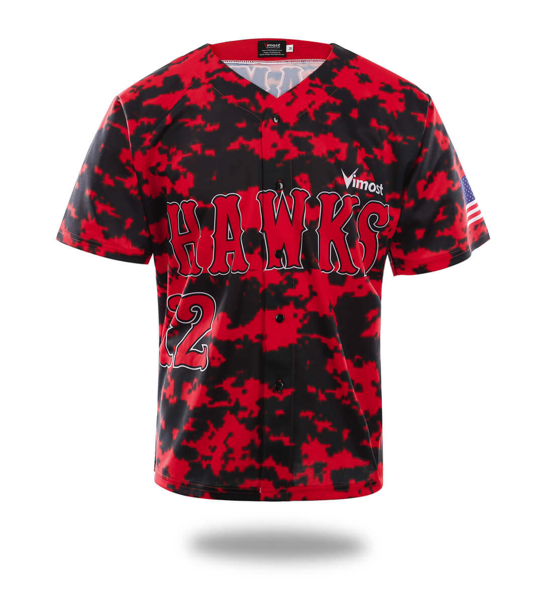 Custom Red Camo Baseball Jersey-0