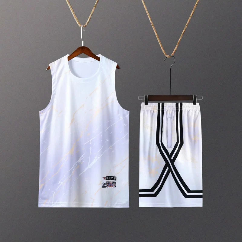 Kids Mens Custom Basketball Jersey Set Gradient Print Quick Dry Vest and Shorts Personalized Uniform-7