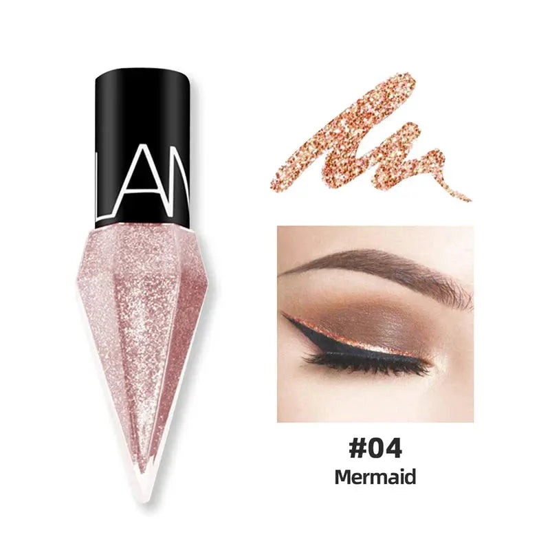New Professional Shiny Eye Liners Cosmetics for Women Pigment Silver Rose Gold Color Liquid Glitter Eyeliner Cheap Makeup by KEMZLA Store
