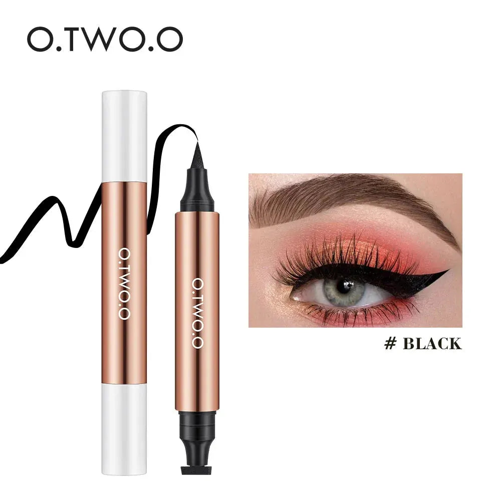 O.TWO.O Eyeliner Stamp Black Liquid Eyeliner Pen Waterproof Fast Dry Double-ended Eye Liner Pencil Make-up for Women Cosmetics by O.TWO.O Official Store