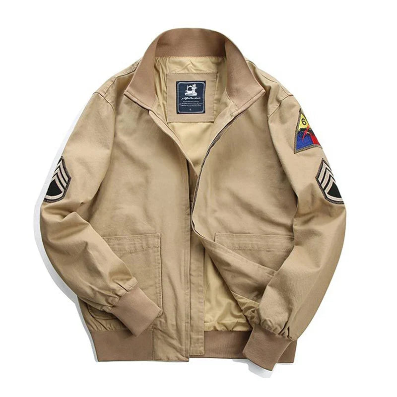 Fury Brad Pitt WW2 US Army Military Tanker Jackets Khaki Cotton Field Combat Outwear Uniforms Spring Autumn Lightweight Coats-0