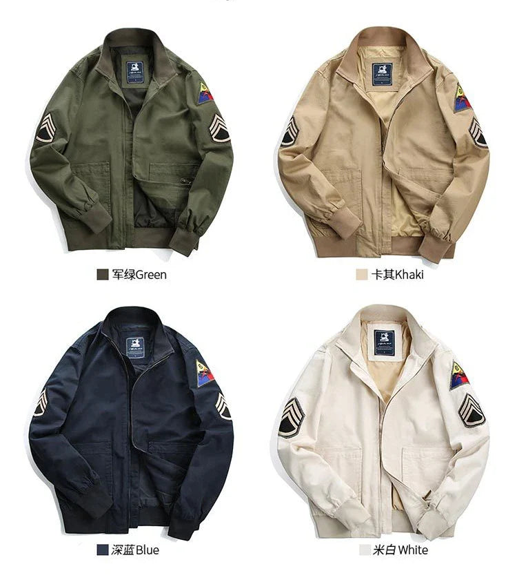 Fury Brad Pitt WW2 US Army Military Tanker Jackets Khaki Cotton Field Combat Outwear Uniforms Spring Autumn Lightweight Coats-2