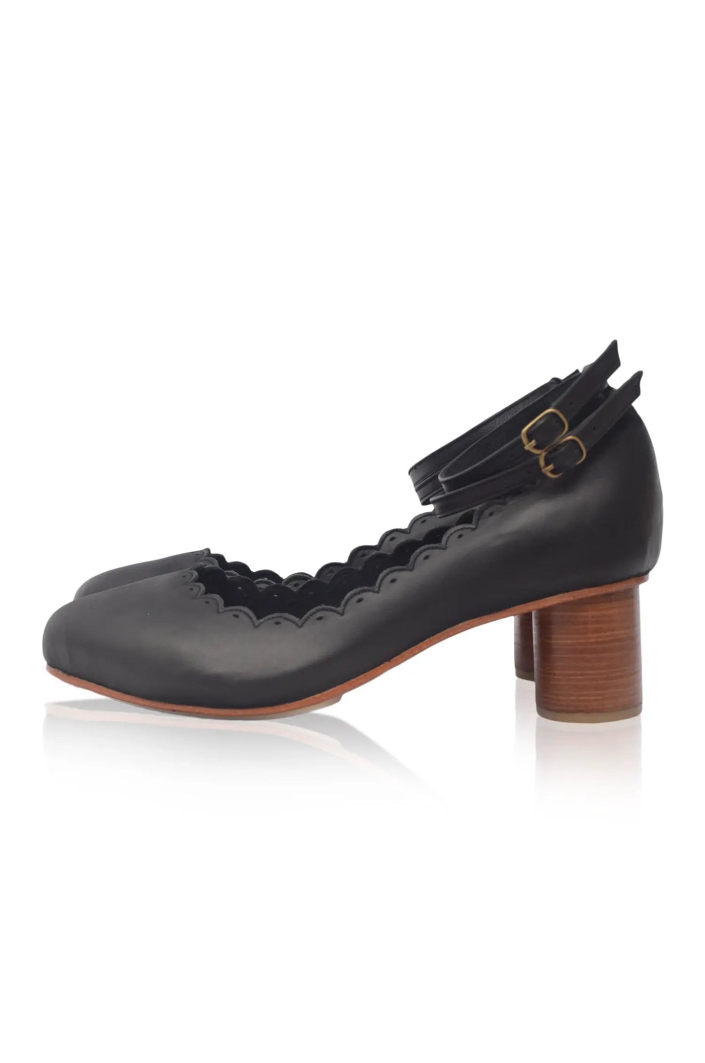 Hermosa Round Heel Leather Pumps 5 cm (Sz. 12.5) by ELF