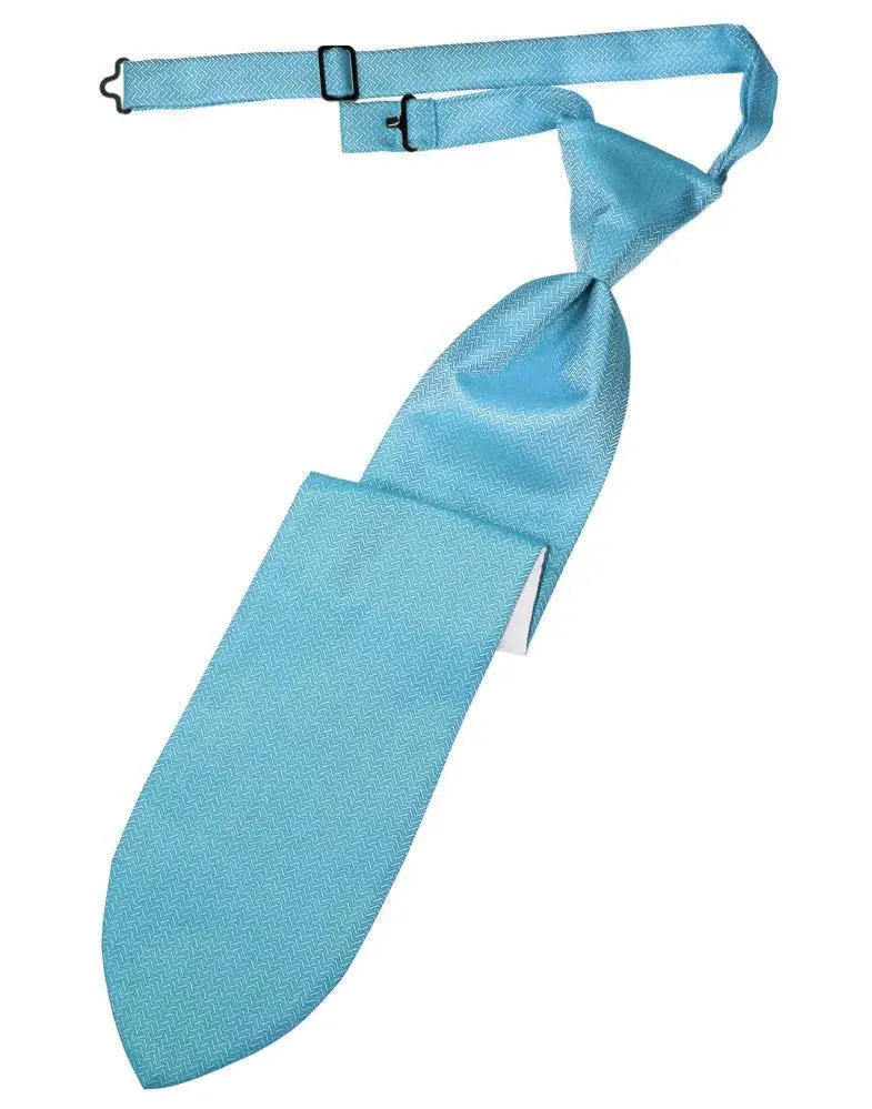 Necktie Herringbone Formal Poly Woven Pre-Tied Assorted Colors by Tux-USA