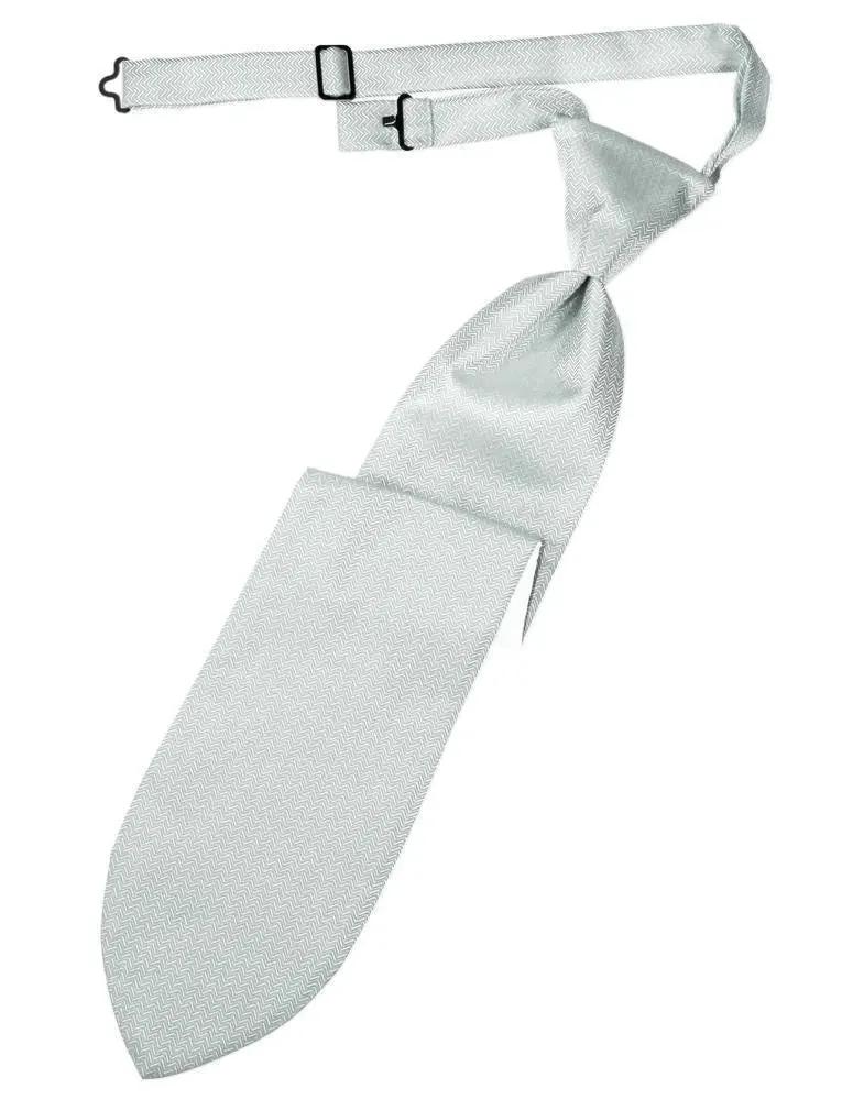 Necktie Herringbone Formal Poly Woven Pre-Tied Assorted Colors by Tux-USA