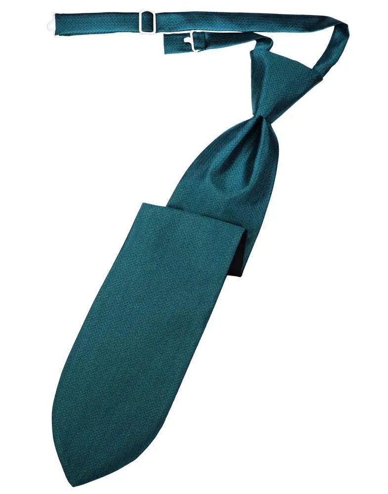 Necktie Herringbone Formal Poly Woven Pre-Tied Assorted Colors by Tux-USA