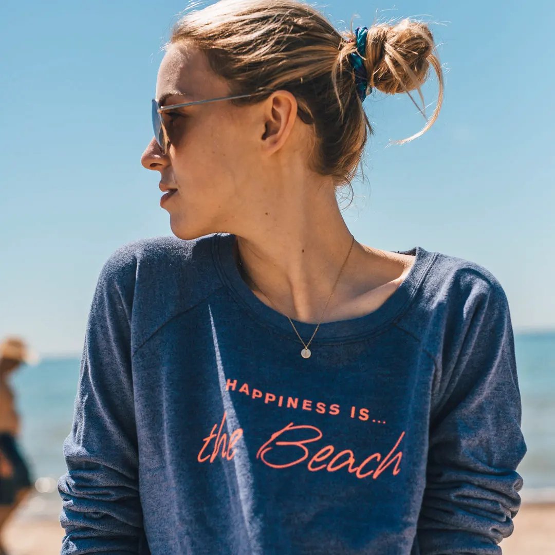 Women's Beach Crew Sweatshirt, Heather Navy by Beach Collection