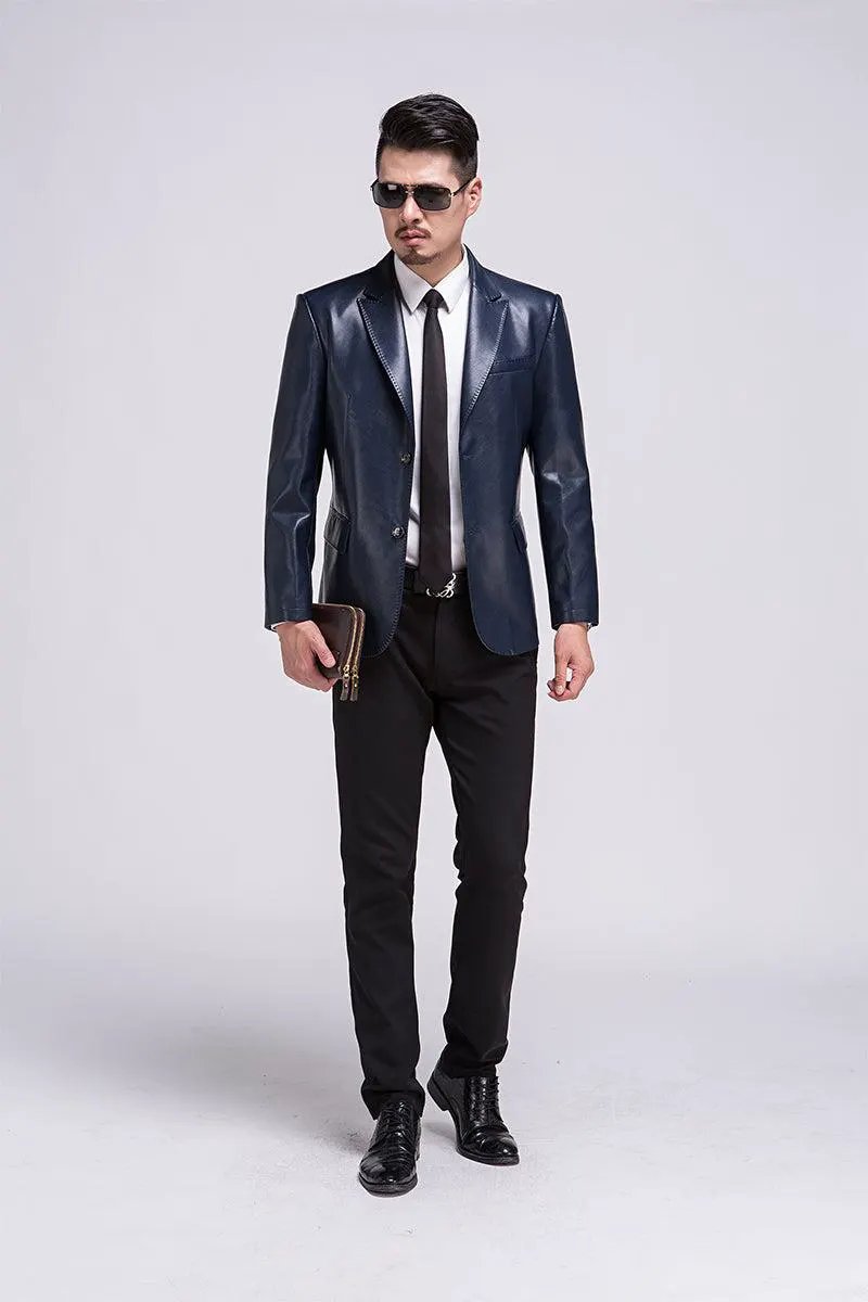 Balkan Mens 3 Button Leather Blazer by Inland Leather Co.