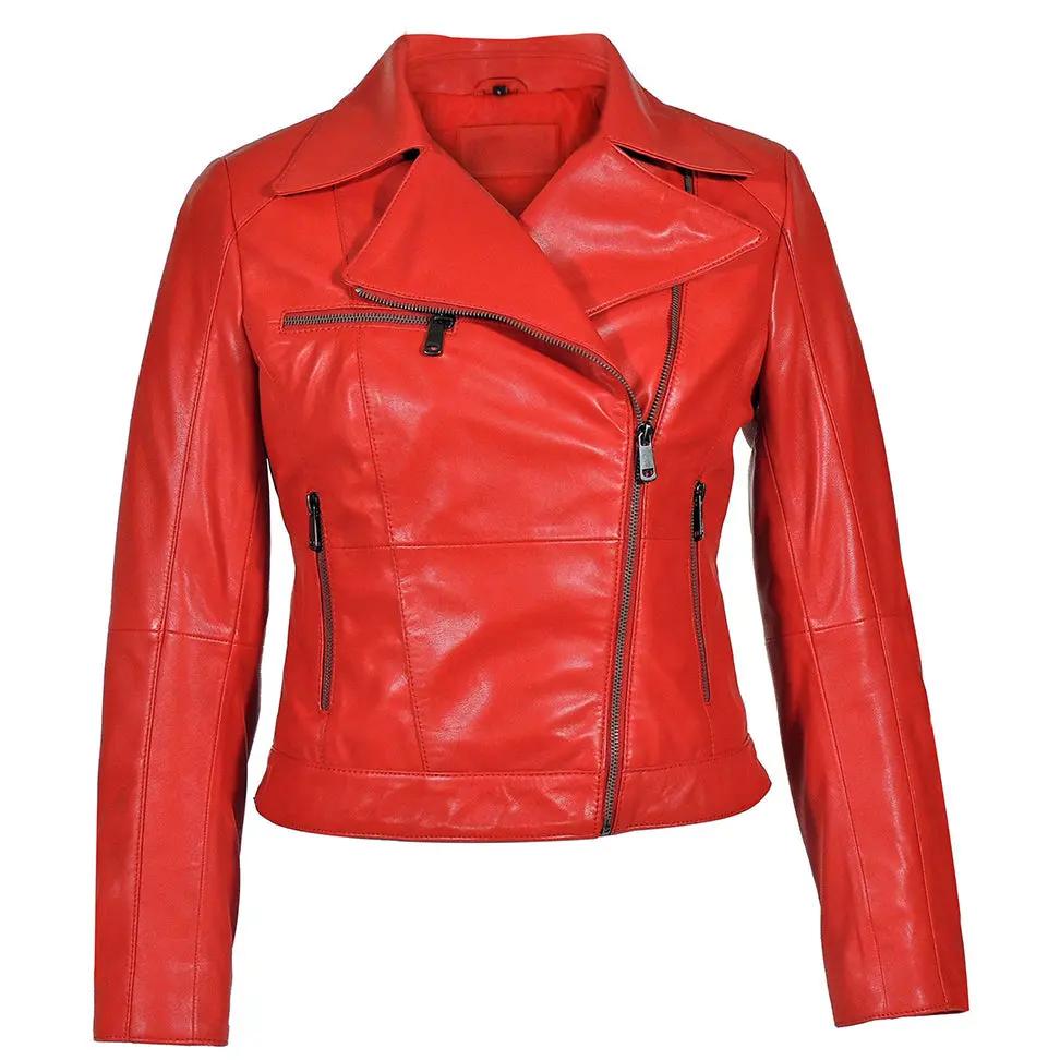 IL Womens Rigid Short Biker Leather Jacket by Inland Leather Co.