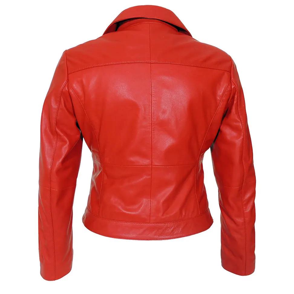 IL Womens Rigid Short Biker Leather Jacket by Inland Leather Co.
