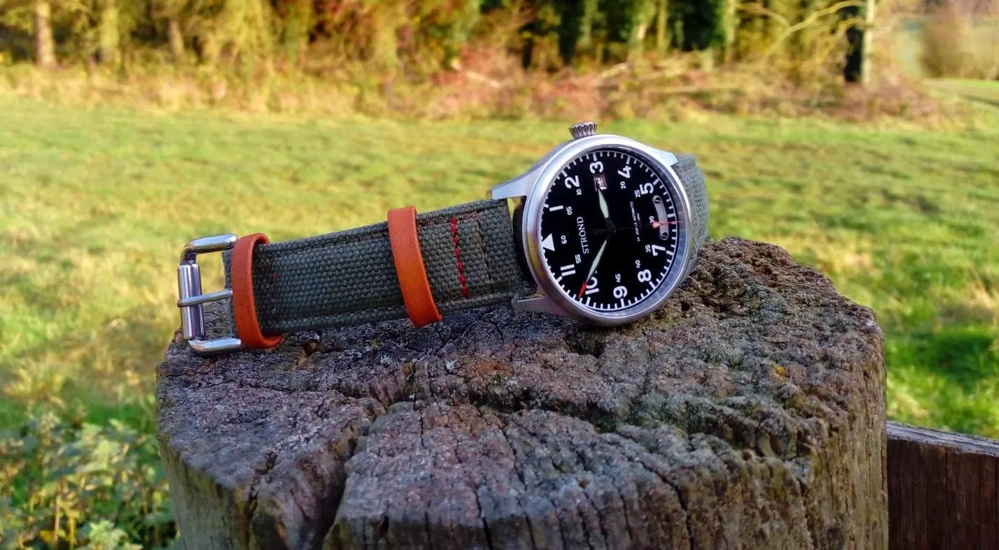 STROND DC‑3 Canvas Watch Strap | Vintage Cotton Canvas 22mm by STROND