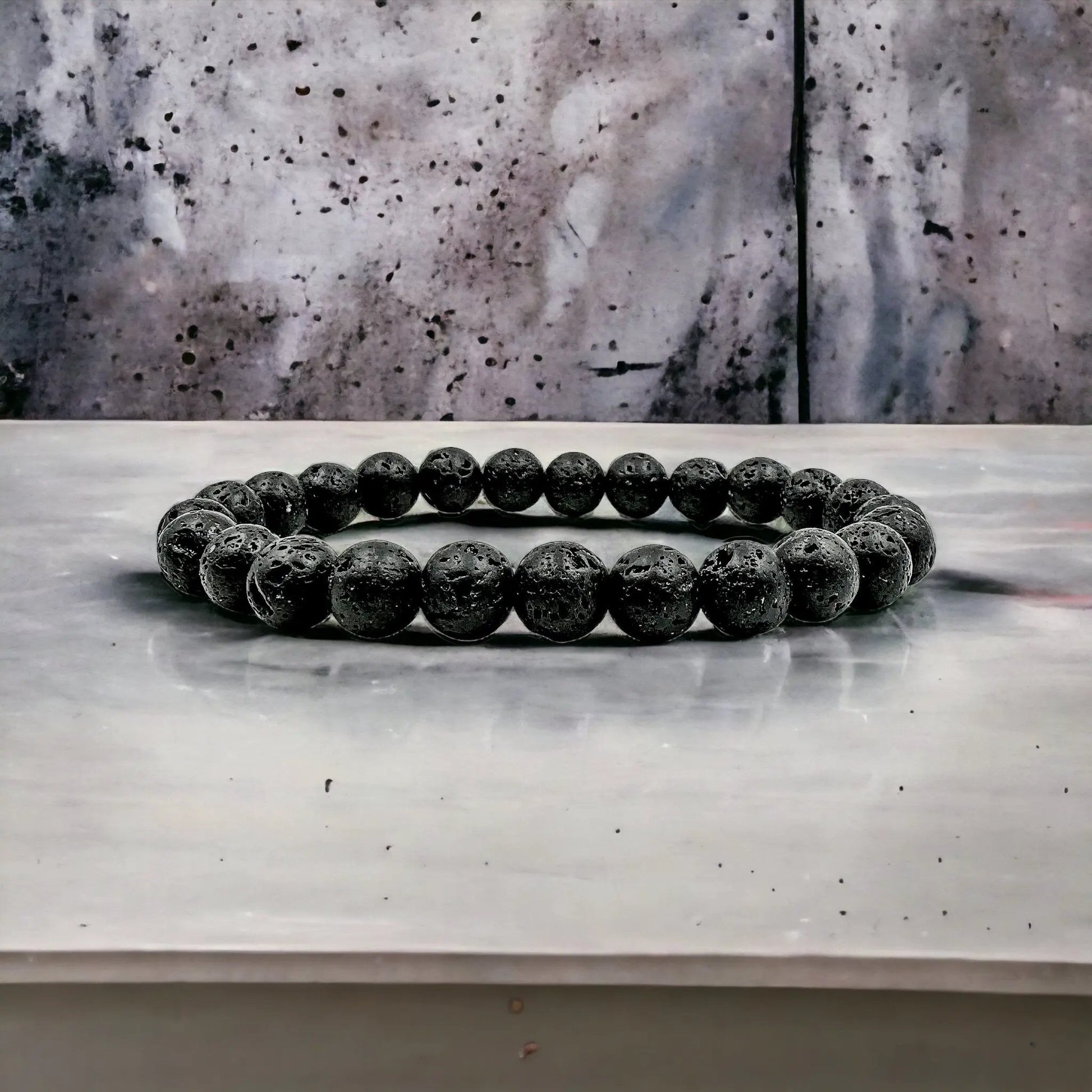Union - Smooth Lava Rock Gemstone Beaded Bracelet by Everwood Original