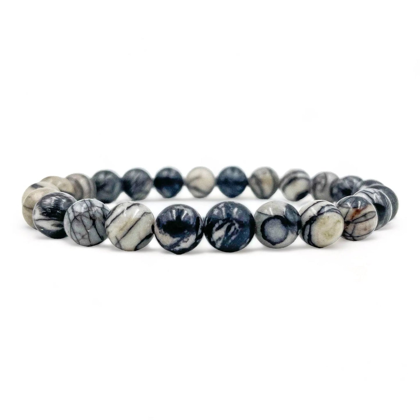 Union - Black Silk Stone Gemstone Beaded Bracelet by Everwood Original