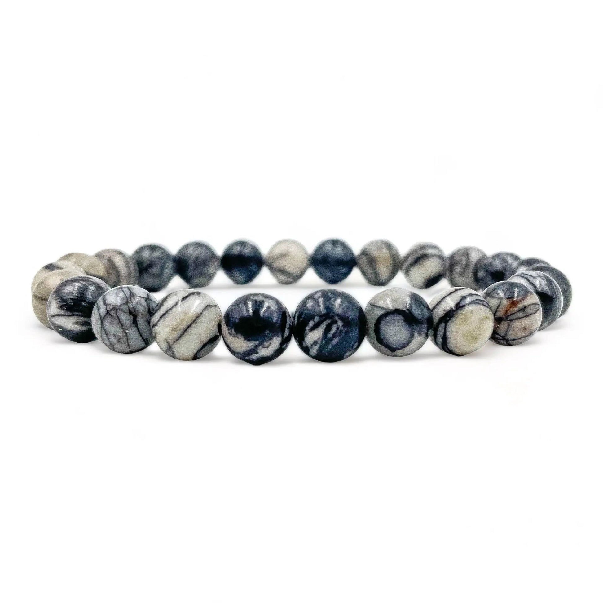 Union - Black Silk Stone Gemstone Beaded Bracelet by Everwood Original