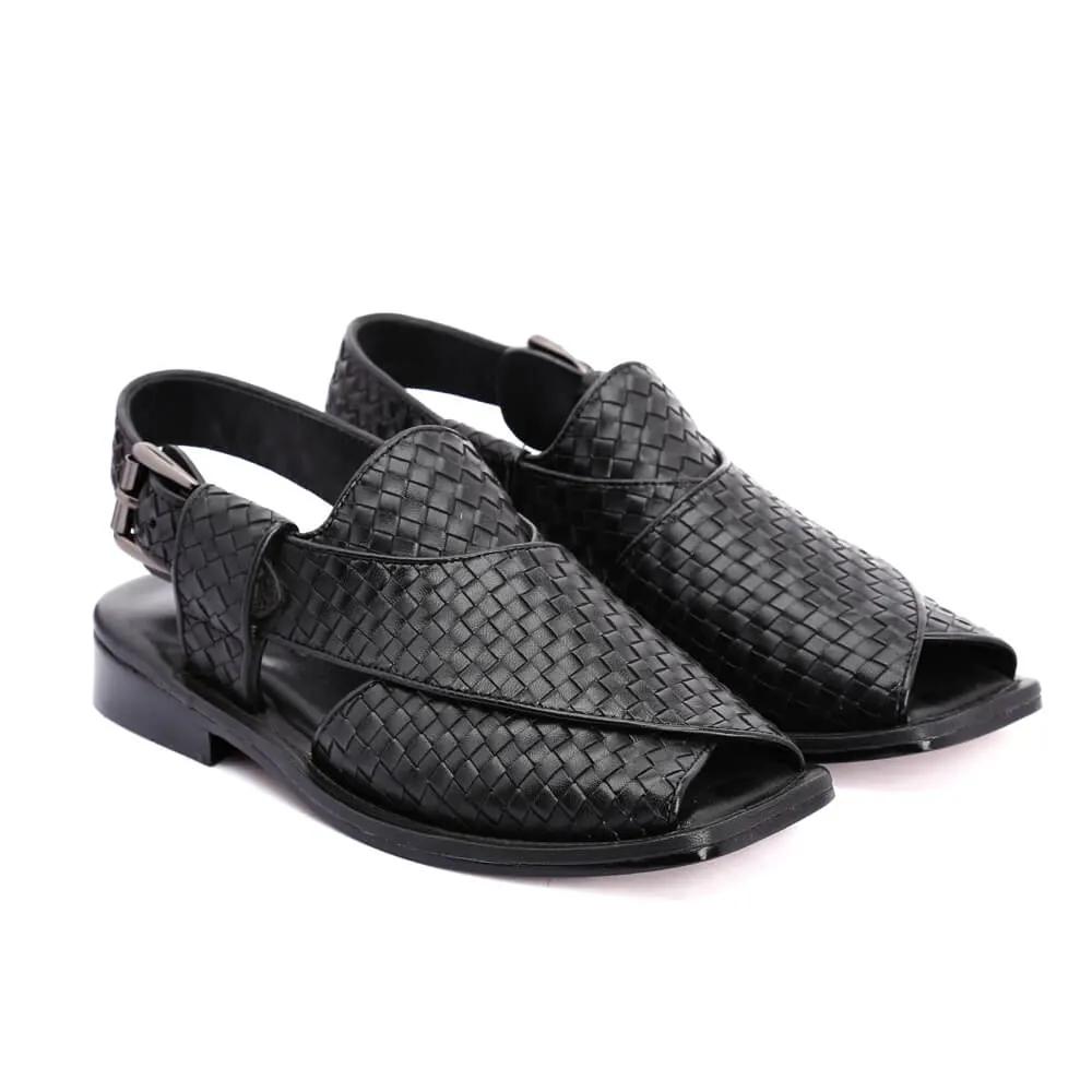 Lucas Handmade Leather Peshawari Chappal Sandals For Men Checkered Leather by Inland Leather