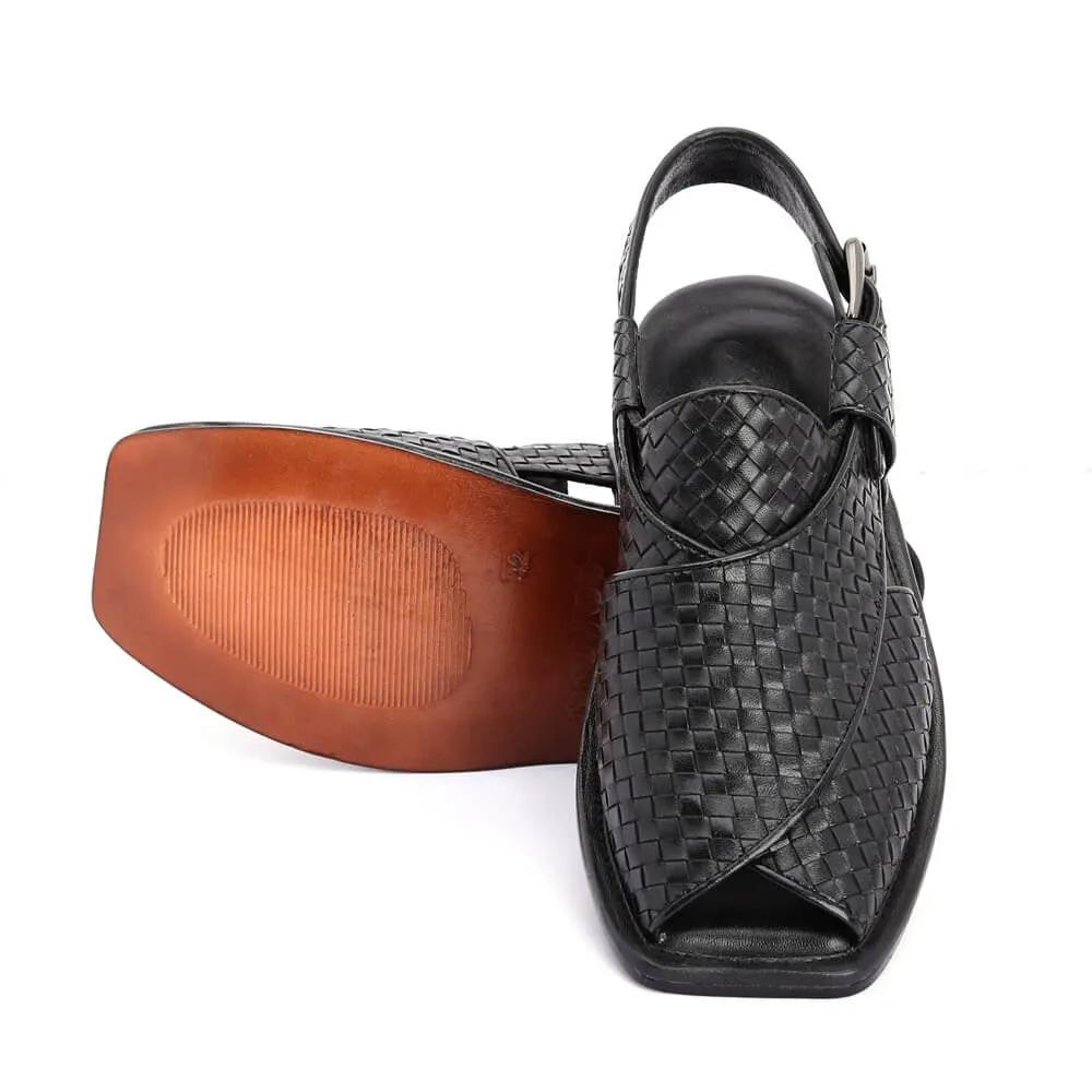 Lucas Handmade Leather Peshawari Chappal Sandals For Men Checkered Leather by Inland Leather