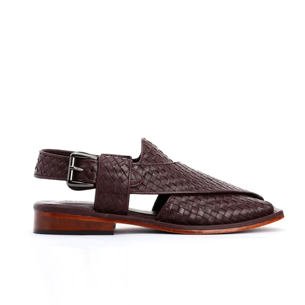 Lucas Handmade Leather Peshawari Chappal Sandals For Men Checkered Leather by Inland Leather